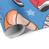 スポーツバスケットボールスラムダンクおもしろいアスリートパターン ラッピングペーパー (ロールコーナー)