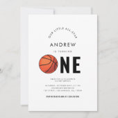 スポーツバスケットボールテーマキッド1st誕生日パーティー 招待状 (正面)