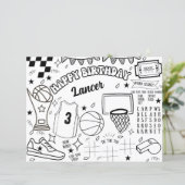 スポーツバスケットボール誕生日塗り絵アクティビティページ (スタンド正面)
