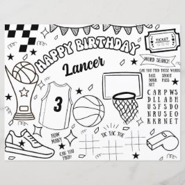 スポーツバスケットボール誕生日塗り絵アクティビティページ
