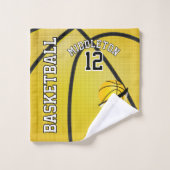 スポーツ🏀バスケットボール – 黄色 | DIY文字 バスタオルセット (ウォッシュタオル)