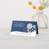 スポーツバルミツワーブルーと金ゴールドシーティングカード プレイスカード (裏面)