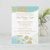 スポーツバルミツワーブルーと金ゴールド 招待状 (スタンド正面)