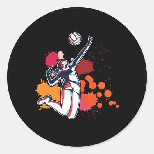 スポーツバレーボール選手 ラウンドシール (正面)