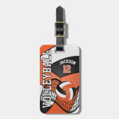 スポーツバレーボール🏐 – オレンジ、白、黒 ラゲッジタグ (正面縦)