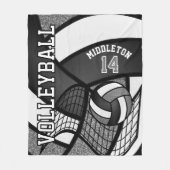 スポーツバレーボール🏐 – グレー、白、黒 フリースブランケット (正面)
