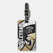 スポーツバレーボール🏐 – ブラックと金ゴールドラゲッジタグ ラゲッジタグ (正面縦)