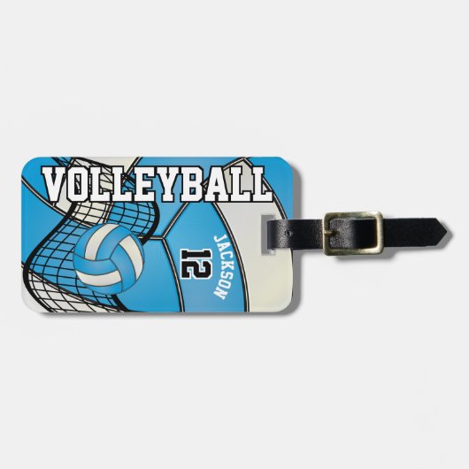 スポーツバレーボール🏐 – ベビーブルー ラゲッジタグ (正面横)