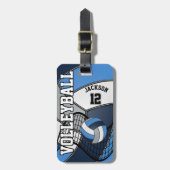 スポーツバレーボール🏐 – ライトブルー、グレー、ダークブルー ラゲッジタグ (正面縦)