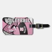 スポーツバレーボール🏐 – 淡いピンク、黒、白 ラゲッジタグ (正面横)