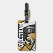 スポーツバレーボール🏐 -金ゴールドとブラックラゲージタグ ラゲッジタグ (正面縦)