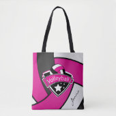 スポーツバレーボール | DIY文字 – ピンク トートバッグ (正面)