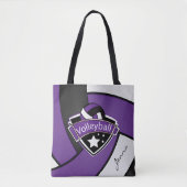 スポーツバレーボール | DIY文字 – 紫 トートバッグ (正面)