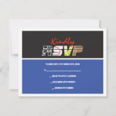 スポーツバーのバルミツワーのメガ招待状 出欠カード (正面)