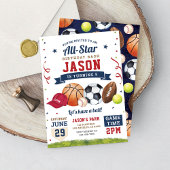 スポーツバースデーパーティオールスターモダン招待状 招待状