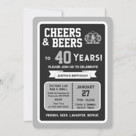 スポーツバー 40歳の誕生日おめでとう!ビールで乾杯! 招待状