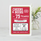 スポーツバー 75歳の誕生日おめでとう 乾杯とビール 招待状 (スタンド正面)