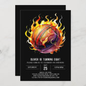 スポーツパステルボーイバスケットボール誕生日 招待状 (正面/裏面)