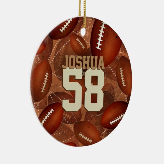 スポーツパターンサッカー！彼の名前ジャージー番号 セラミックオーナメント (右)