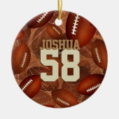 スポーツパターンサッカー!彼の名前ジャージー番号 セラミックオーナメント (正面)