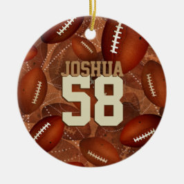 スポーツパターンサッカー!彼の名前ジャージー番号 セラミックオーナメント