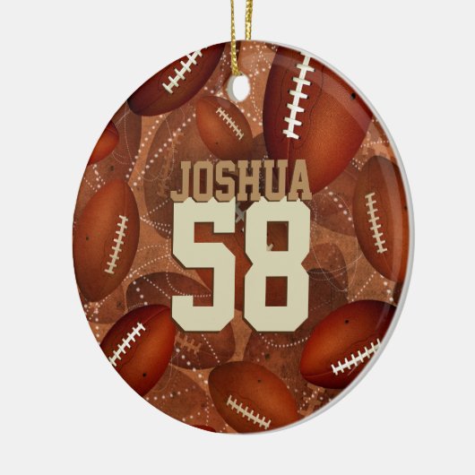 スポーツパターンサッカー!彼の名前ジャージー番号 セラミックオーナメント (左)