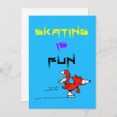 スポーツパピー姿キツネバディスケートで滑る サンキューカード (正面/裏面)