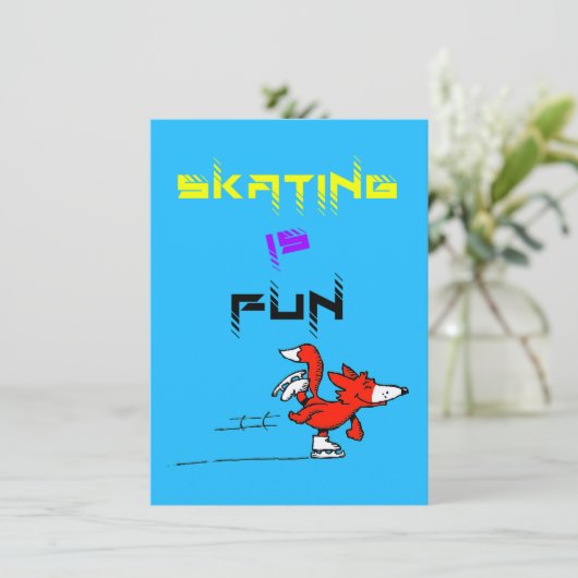 スポーツパピー姿キツネバディスケートで滑る サンキューカード (スタンド正面)