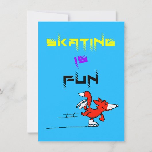 スポーツパピー姿キツネバディスケートで滑る サンキューカード (正面)