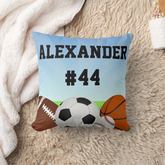 スポーツパーソナライズされたオールスター名前をカスタムする枕 クッション (ブランケット)