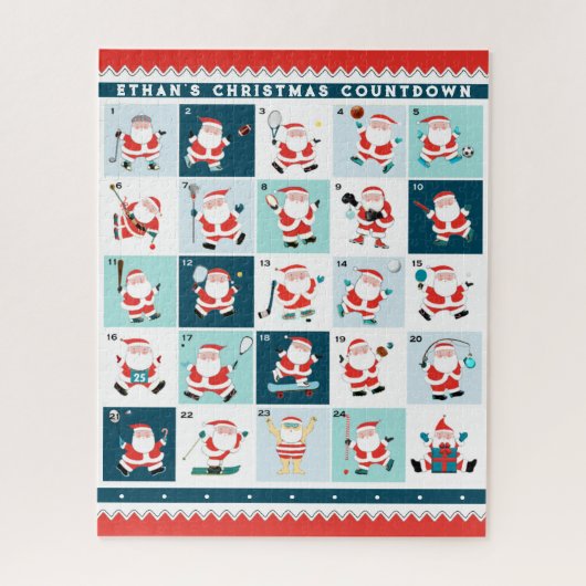 スポーツパーソナライズされたクリスマス降臨暦 ジグソーパズル (縦)