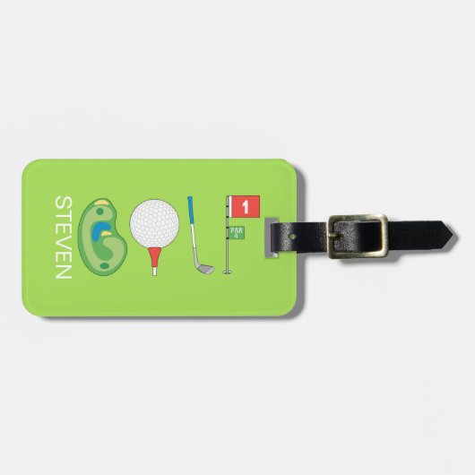 スポーツパーソナライズされたゴルフプレーヤー名 ラゲッジタグ (正面横)