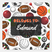 スポーツパーソナライズされたステッカーに属する スクエアシール (正面)