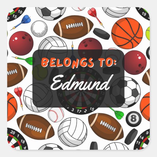 スポーツパーソナライズされたステッカーに属する スクエアシール (正面)