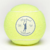 スポーツパーソナライズされたテニス選手ブルーシルエット テニスボール (正面)