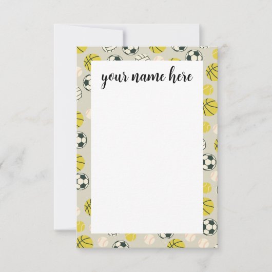 スポーツパーソナライズされたノテカード サンキューカード (正面)