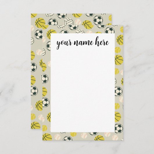 スポーツパーソナライズされたノテカード サンキューカード (正面/裏面)