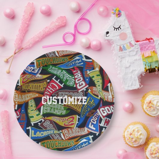スポーツパーソナライズされたファンのペナントパターン ペーパープレート (パーティー)