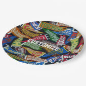 スポーツパーソナライズされたファンのペナントパターン ペーパープレート (アングル)