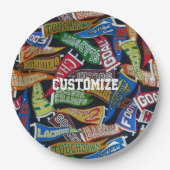 スポーツパーソナライズされたファンのペナントパターン ペーパープレート (正面)