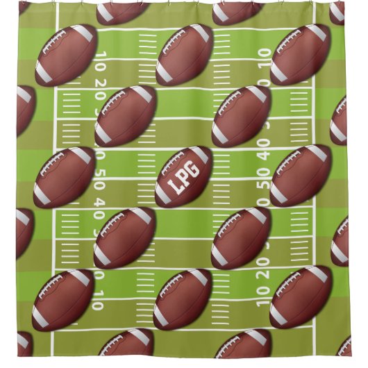 スポーツパーソナライズされたフィールドのサッカーパターン シャワーカーテン (正面)