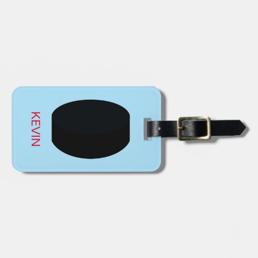 スポーツパーソナライズされたホッケーパック ラゲッジタグ (正面横)