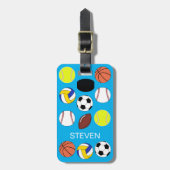 スポーツパーソナライズされたボール青 ラゲッジタグ (正面縦)