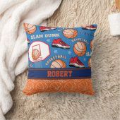 スポーツパーソナライズされた名バスケットボールファンパターン クッション (ブランケット)