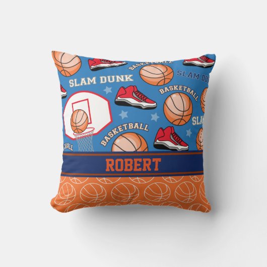 スポーツパーソナライズされた名バスケットボールファンパターン クッション (正面)