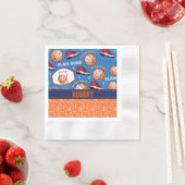 スポーツパーソナライズされた名バスケットボールファンパターン 縁ありカクテルナプキン (インサイチュ)