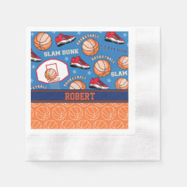 スポーツパーソナライズされた名バスケットボールファンパターン 縁ありカクテルナプキン