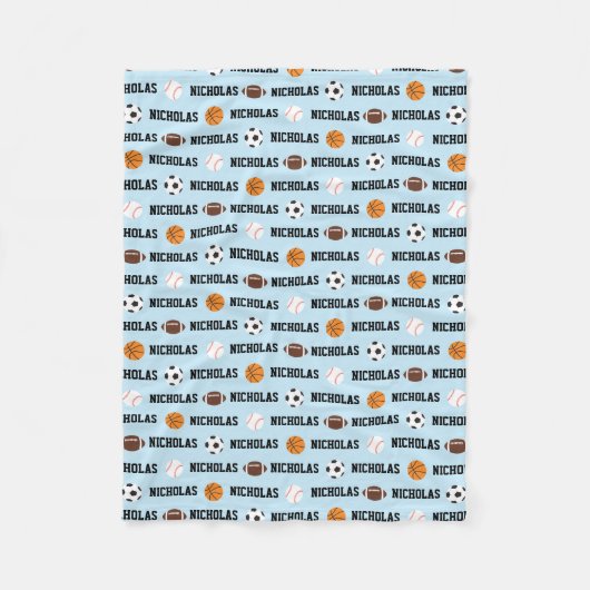 スポーツパーソナライズされた毛布 フリースブランケット (正面)