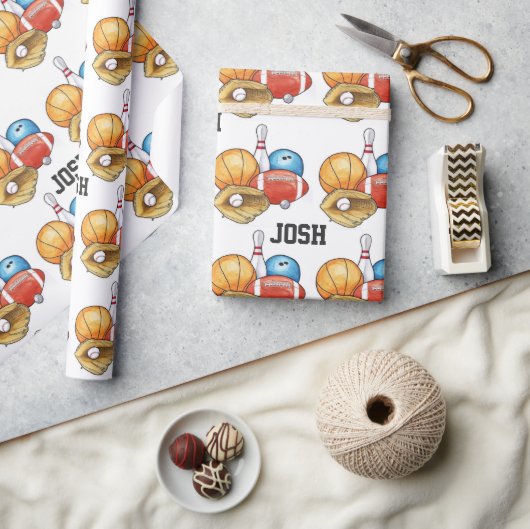 スポーツパーソナライズされた球 ラッピングペーパー (クラフト)