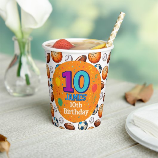スポーツパーソナライズされた誕生日紙カップ 紙コップ (インサイチュ)